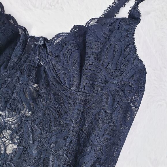 Rare Vintage VS Gold Label Corset Bustier Sheer Floral Lace Boned 36B NWT - Picture 6 of 11